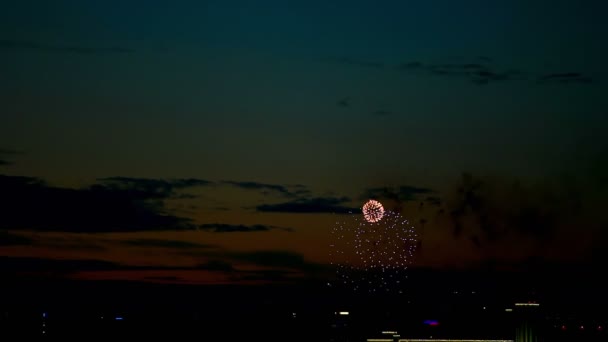 Fuegos artificiales nocturnos — Vídeo de stock