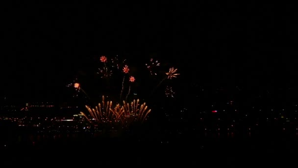 Feux d'artifice clignotant dans le ciel nocturne .