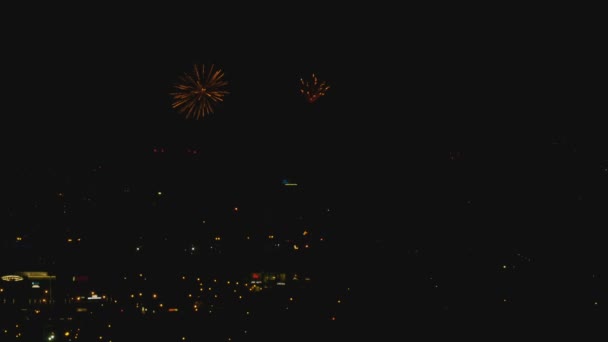 Fuochi d'artificio lampeggianti nel cielo notturno — Video Stock
