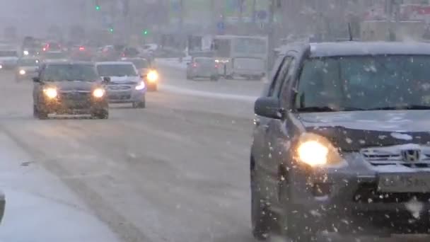 Sneeuwval in Novosibirsk. — Stockvideo