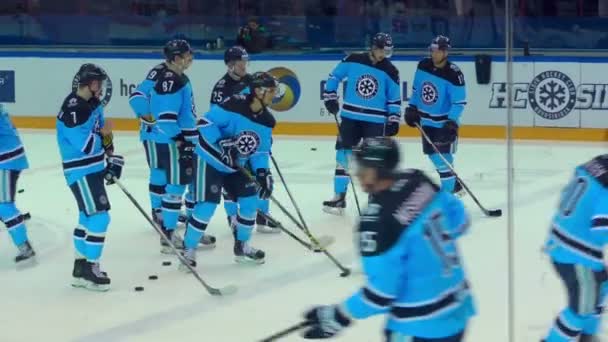 Hockeyspelers in de warming-up — Stockvideo