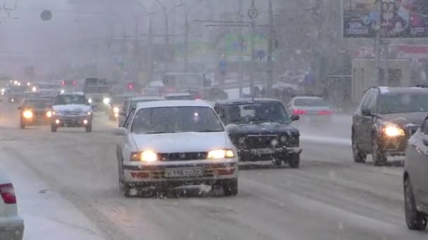 Sneeuwval in Novosibirsk. — Stockvideo