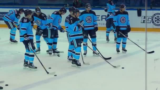 Hockeyspelare i warm-up — Stockvideo