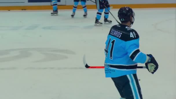 Hockey players in the warm-up — Stock Video