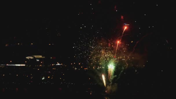 Tűzijáték villog az éjszaka — Stock videók