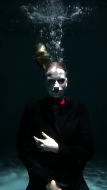 Girl Scary Make Dives Water Halloween Horror — Vídeo de stock