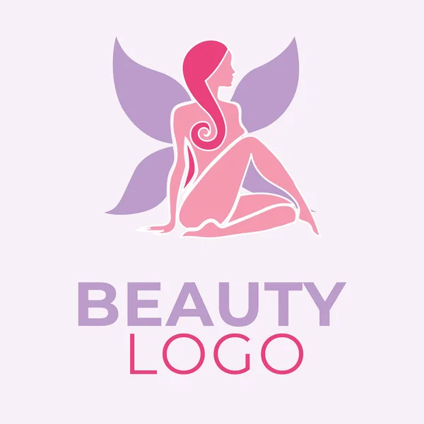 Vector Ilustración Mujer Con Cabello Largo Logo Belleza Peluquería Cuerpo — Vector de stock