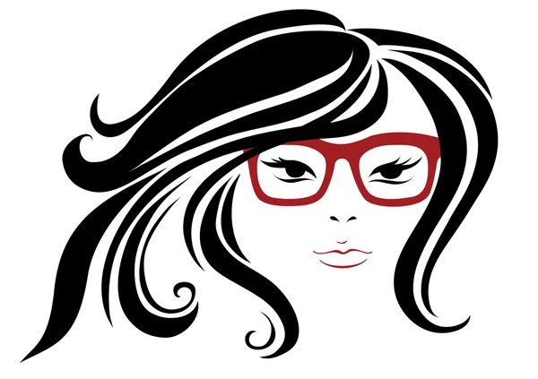 Donna in eleganti occhiali rossi — Vettoriale Stock