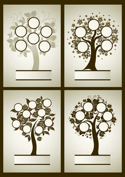 Σύνολο διανυσματικά σχέδια οικογενειακών δέντρων — Διανυσματικό Αρχείο