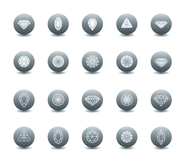 Conjunto vetorial de ícones de diamante —  Vetores de Stock