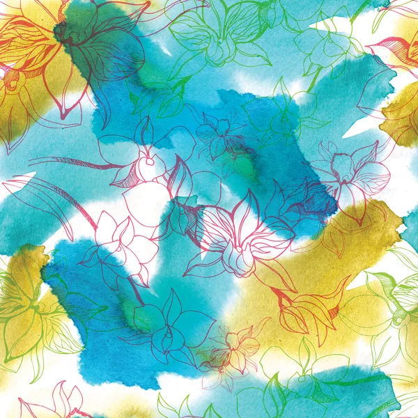 Seamless watercolor floral pattern — Stock Photo, Image