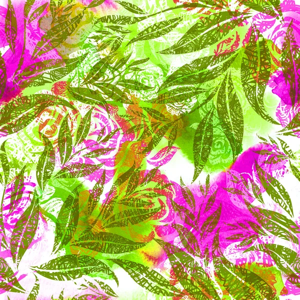 Бесшовный акварельный цветочный узор — стоковое фото