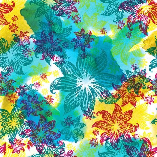 Seamless watercolor floral pattern — Stock Photo, Image