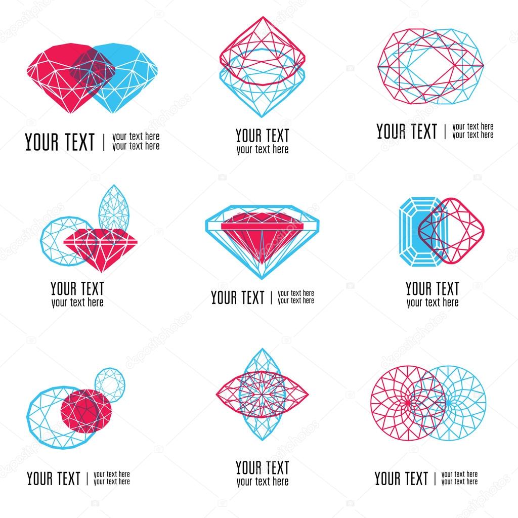 Vector set of modern diamond logos -  colorful design