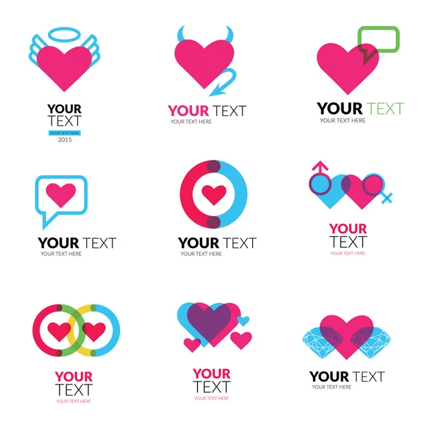 Conjunto de iconos vectoriales con corazones — Vector de stock