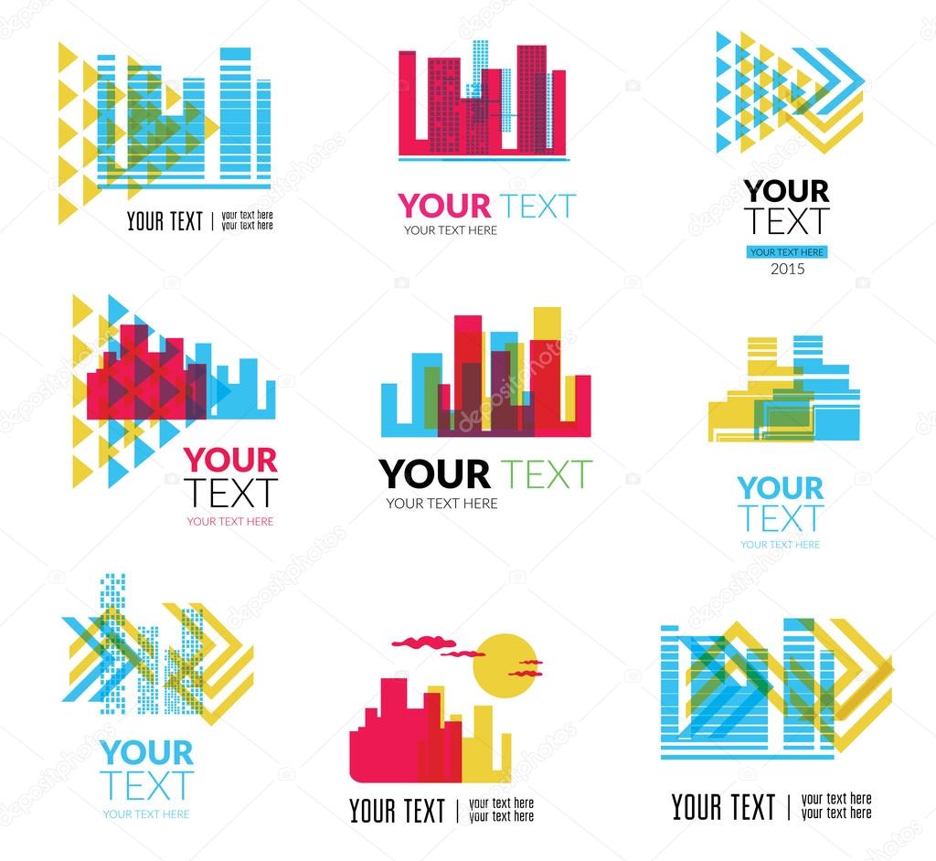 Vector set of modern city building logos - colorful design