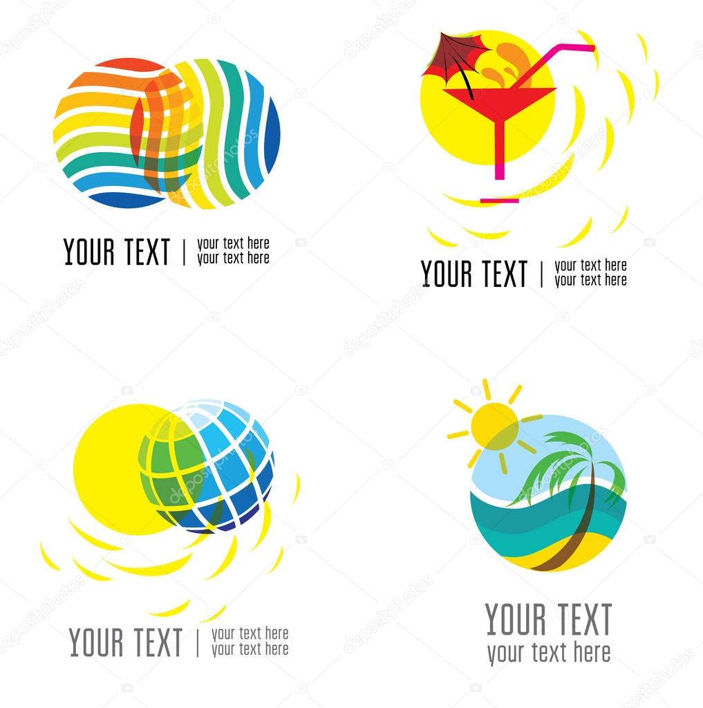 Vector set of modern abstract forms logos -  colorful design