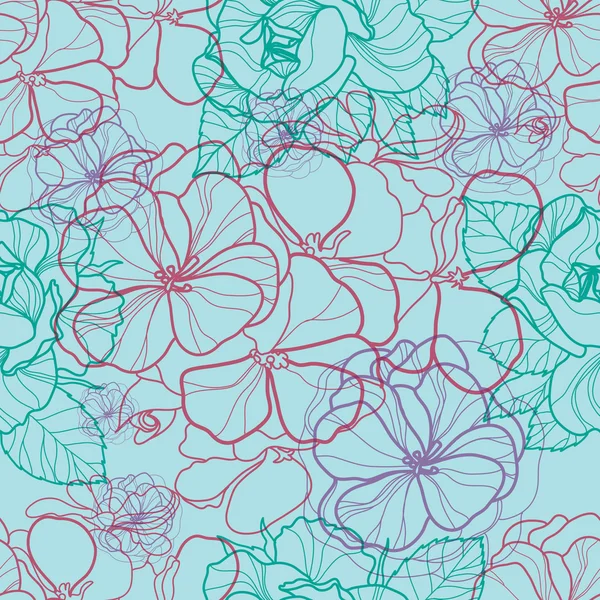 Візерунок з різнокольоровими квітами — стоковий вектор