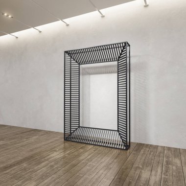 Çatı katının içine metal askı döşemesi, 3 boyutlu.