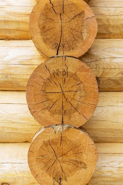 Houten Huis Gemaakt Van Natuurlijke Stammen — Stockfoto