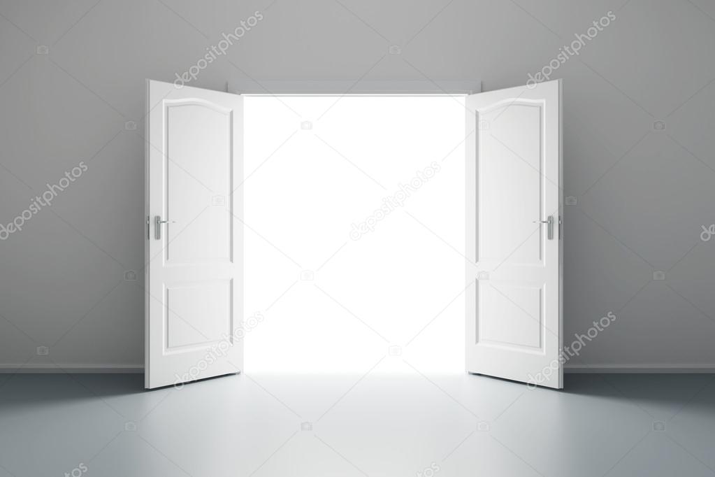 white empty room with opened door