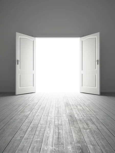 White empty room with opened door — Stock Photo, Image