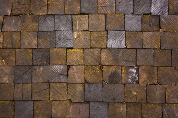 Pflasterstruktur aus Holzklötzen — Stockfoto