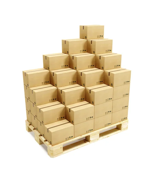 Palet con cajas de cartón —  Fotos de Stock