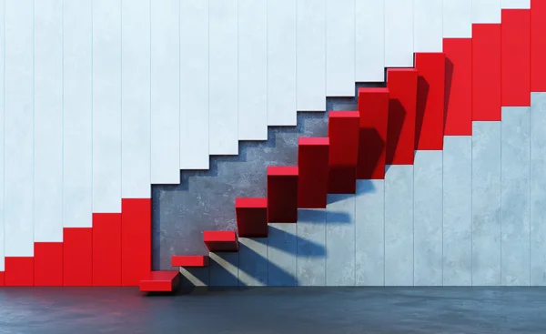 Red stairs leading upward — Stock Photo, Image