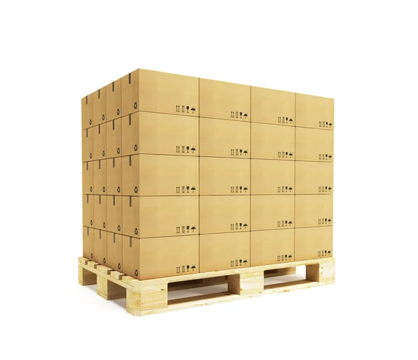 Palet con cajas de cartón — Foto de Stock