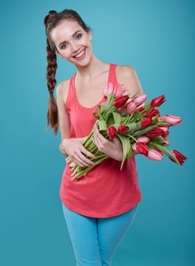 Lale çiçek kadınla