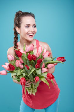 Lale çiçek kadınla