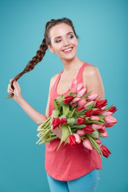 Lale çiçek kadınla