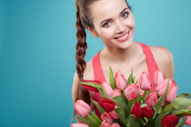 Lale çiçek kadınla