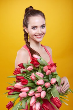 Lale çiçek kadınla