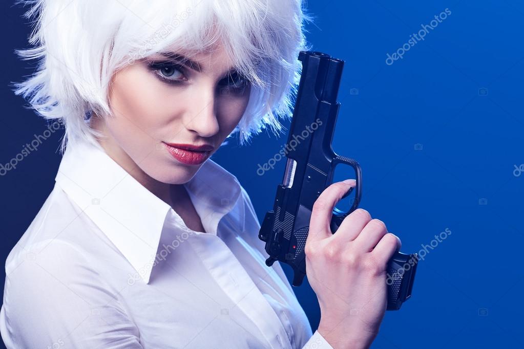woman holding gun