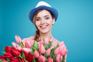 Lale çiçek kadınla