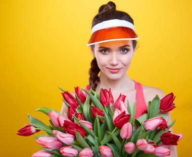 Lale çiçek kadınla