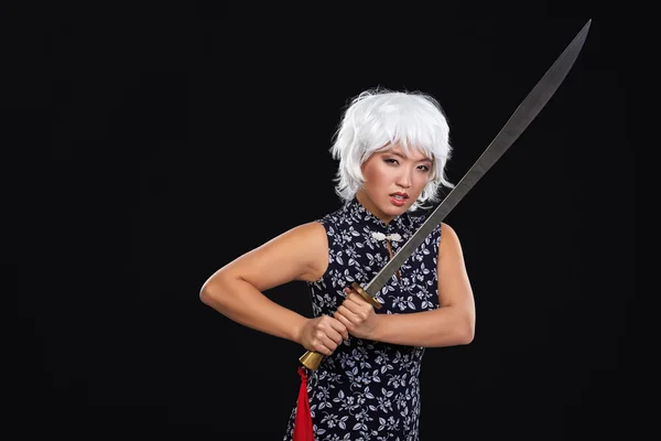 Nő és a Japán harcművészet — Stock Fotó