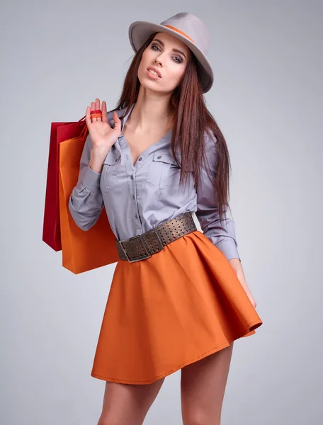 Woman with shopping bags — Stock Photo, Image