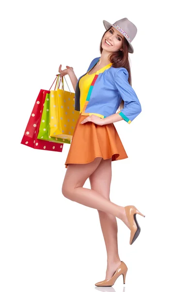 Donna con shopping bags — Foto Stock