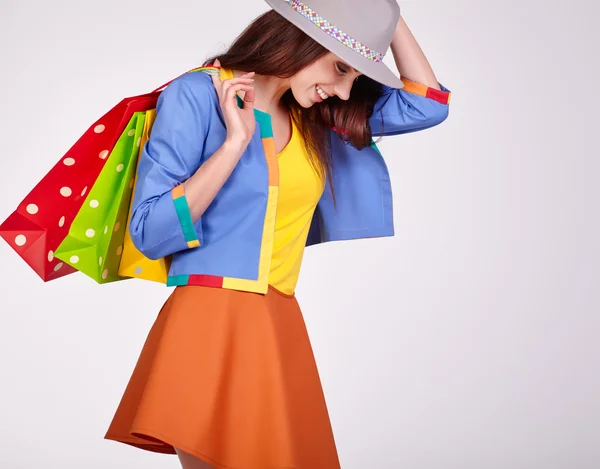 Mujer con bolsas de compras — Foto de Stock