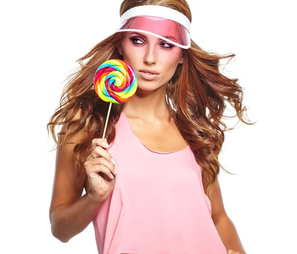 Meisje met grote lolly — Stockfoto