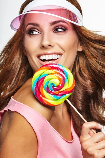 Girl with big lollipop — Stock Photo, Image