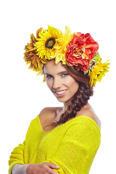 Mujer de primavera con flores —  Fotos de Stock