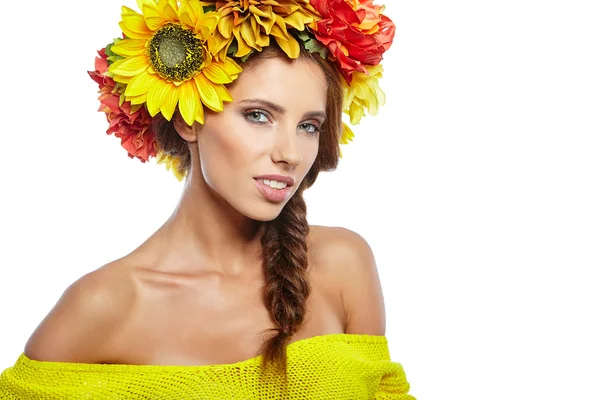 Mujer de primavera con flores —  Fotos de Stock