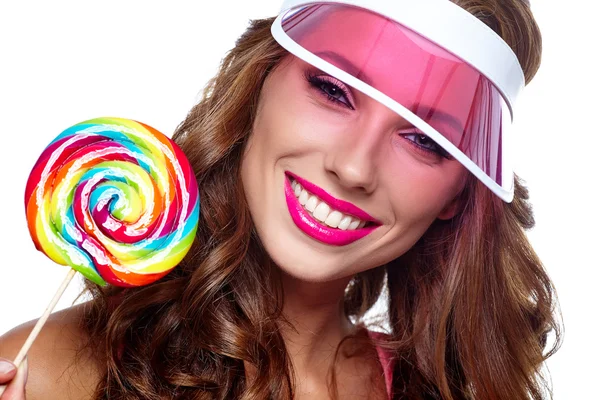 Girl with big lollipop — Stock Photo, Image