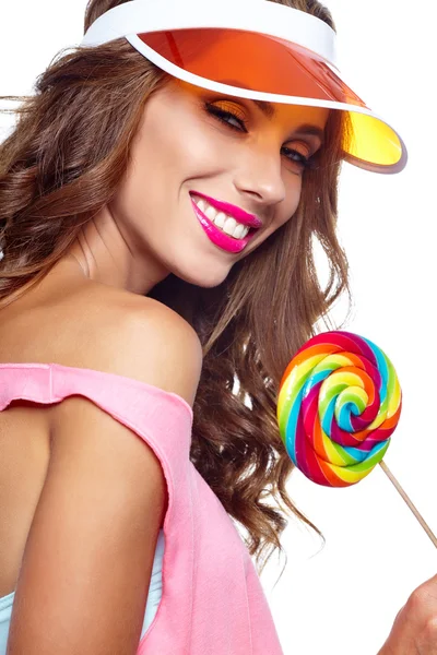 Girl with big lollipop — Stock Photo, Image