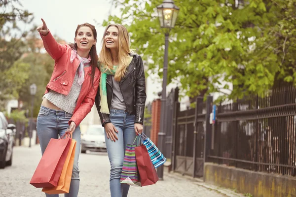 Mulheres com sacos de compras — Fotografia de Stock