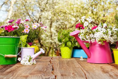 Bahçecilik aletleri ahşap tablo